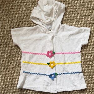 Florence Eiseman White Hooded Swim Cover-Up Top